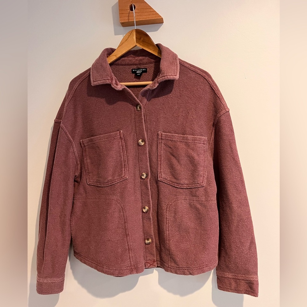 Billabong Women’s Mauve Rose Thermal Knit Shacket Shirt Jacket Oversized Medium